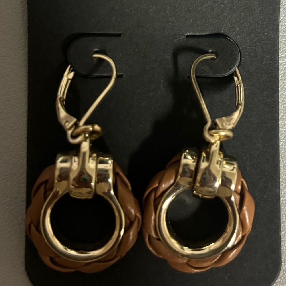 Braided Leather Style with Gold Women’s Earrings